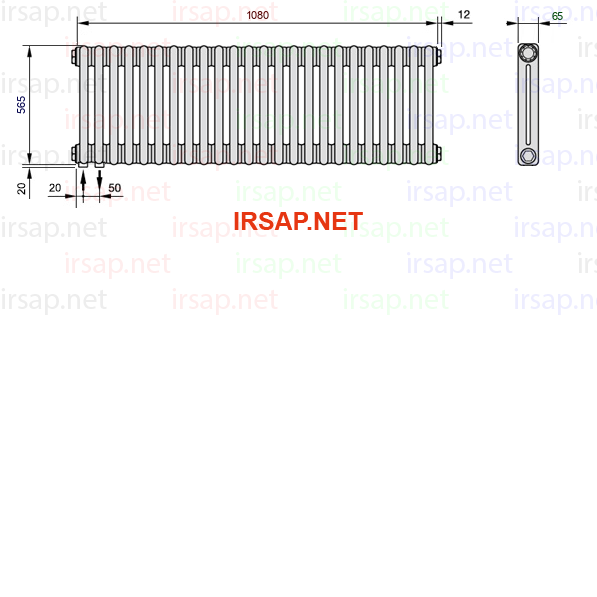 чертеж радиатора Irsap Tesi 20565-2420565-24-18-01